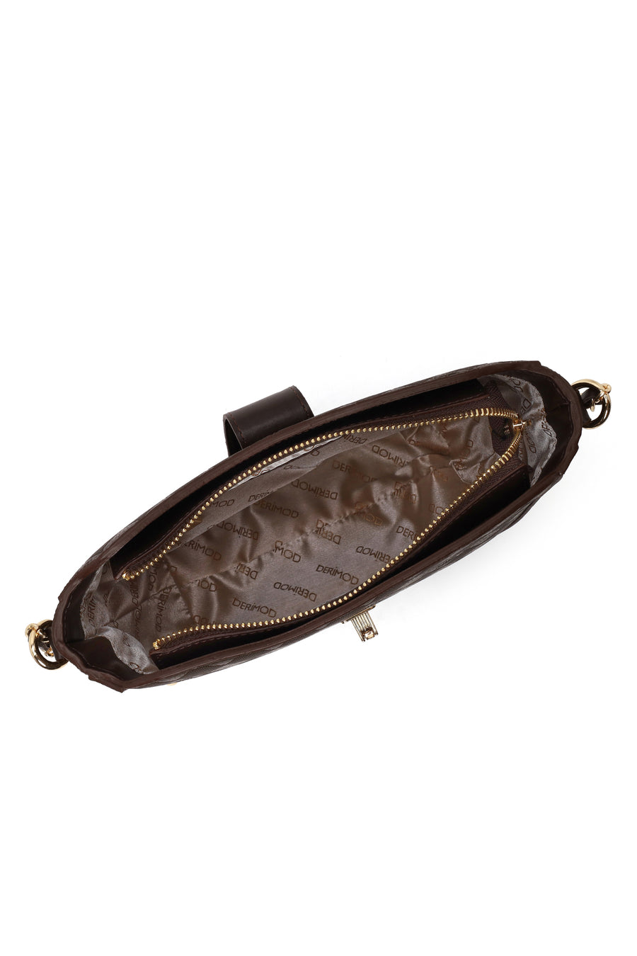 Woman Brown Long-Strap Printed Shoulder Bag