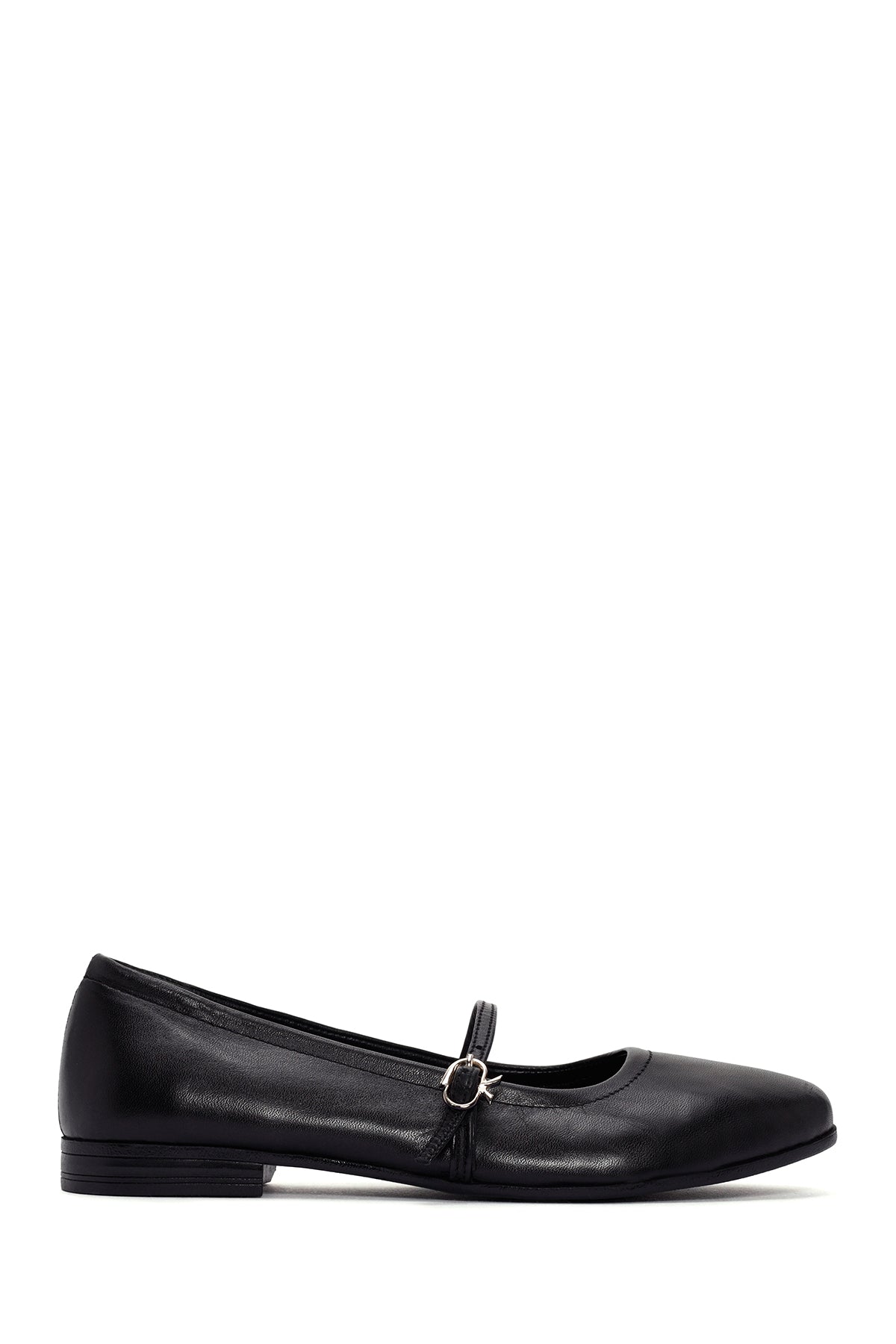 Women's Black Banded Leather Ballerinas 25SFD350318 | Derimod