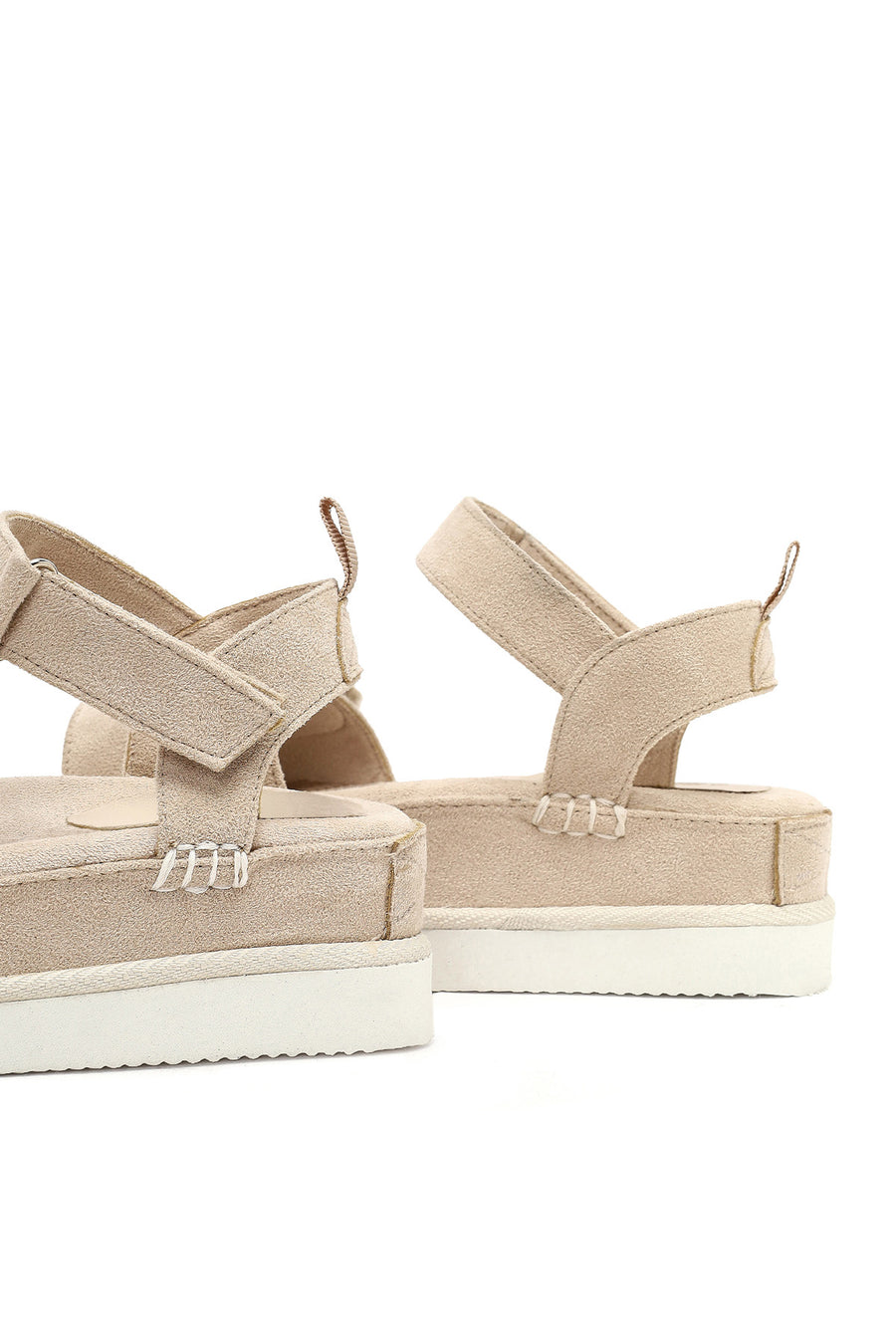 Women's Beige Thick-Soled Suede Sandals