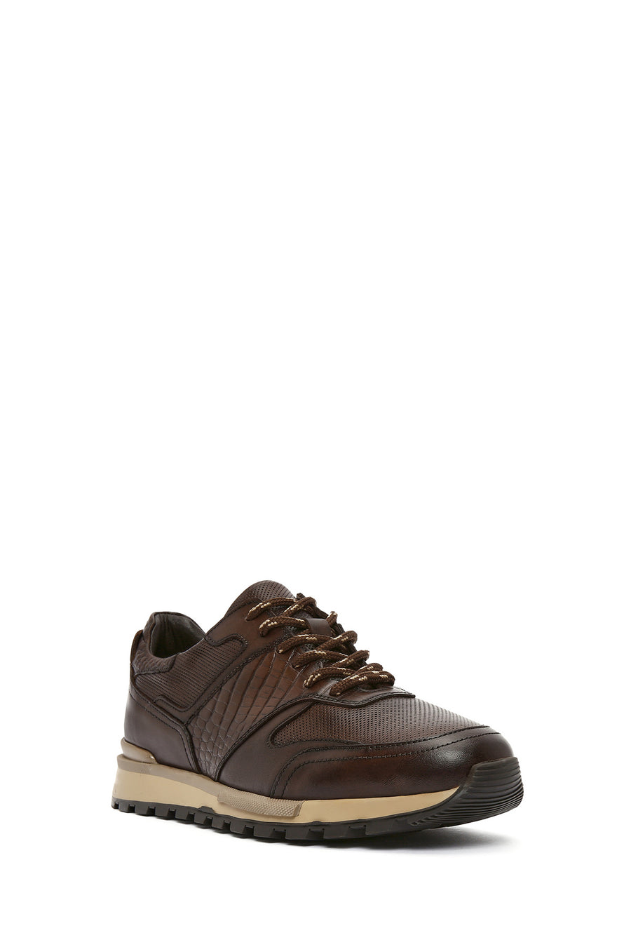 Men's Brown Lace-Up Leather Casual Sneaker