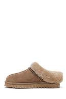 Woman Mink Stone-Embellished Suede Teddy Slipper | Derimod