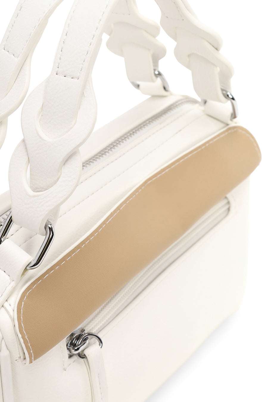 Woman Cream Long-Strap Shoulder Bag