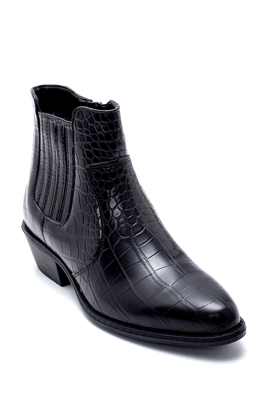 Women's Crocodile Patterned Heeled Boots