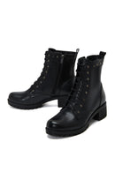 Women's Black Zippered Thick Heel Leather Casual Boots | Derimod