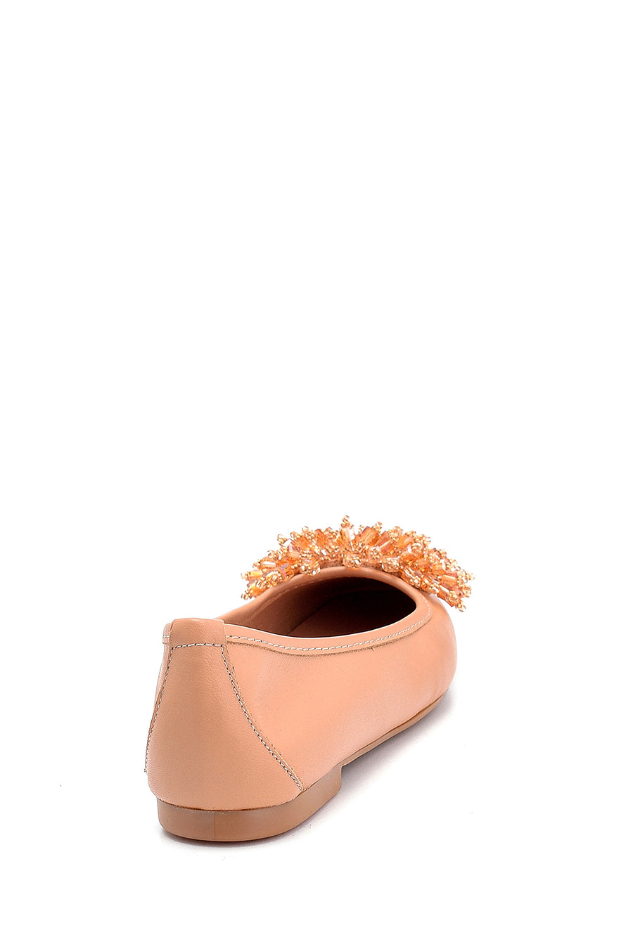 Women's Leather Bead Detailed Ballerinas