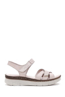 Women's Beige Ankle Strap Leather Comfort Sandals | Derimod