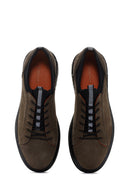 Men's Khaki Nubuck Leather Casual Sneaker | Derimod