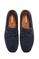 Men's Navy Blue Suede Leather Casual Loafer | Derimod