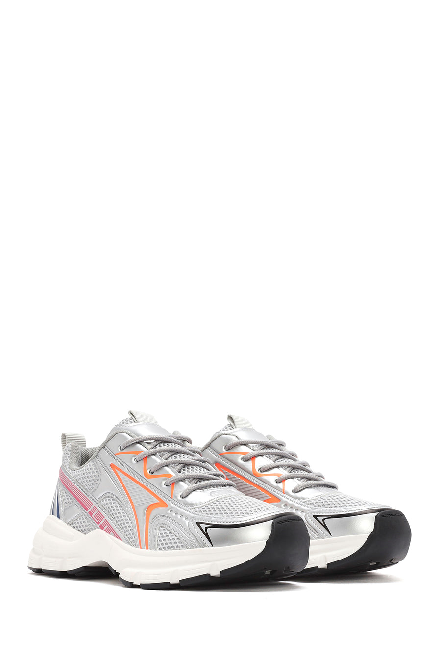 Women's Orange Chunky Sole Lace-Up Sneakers