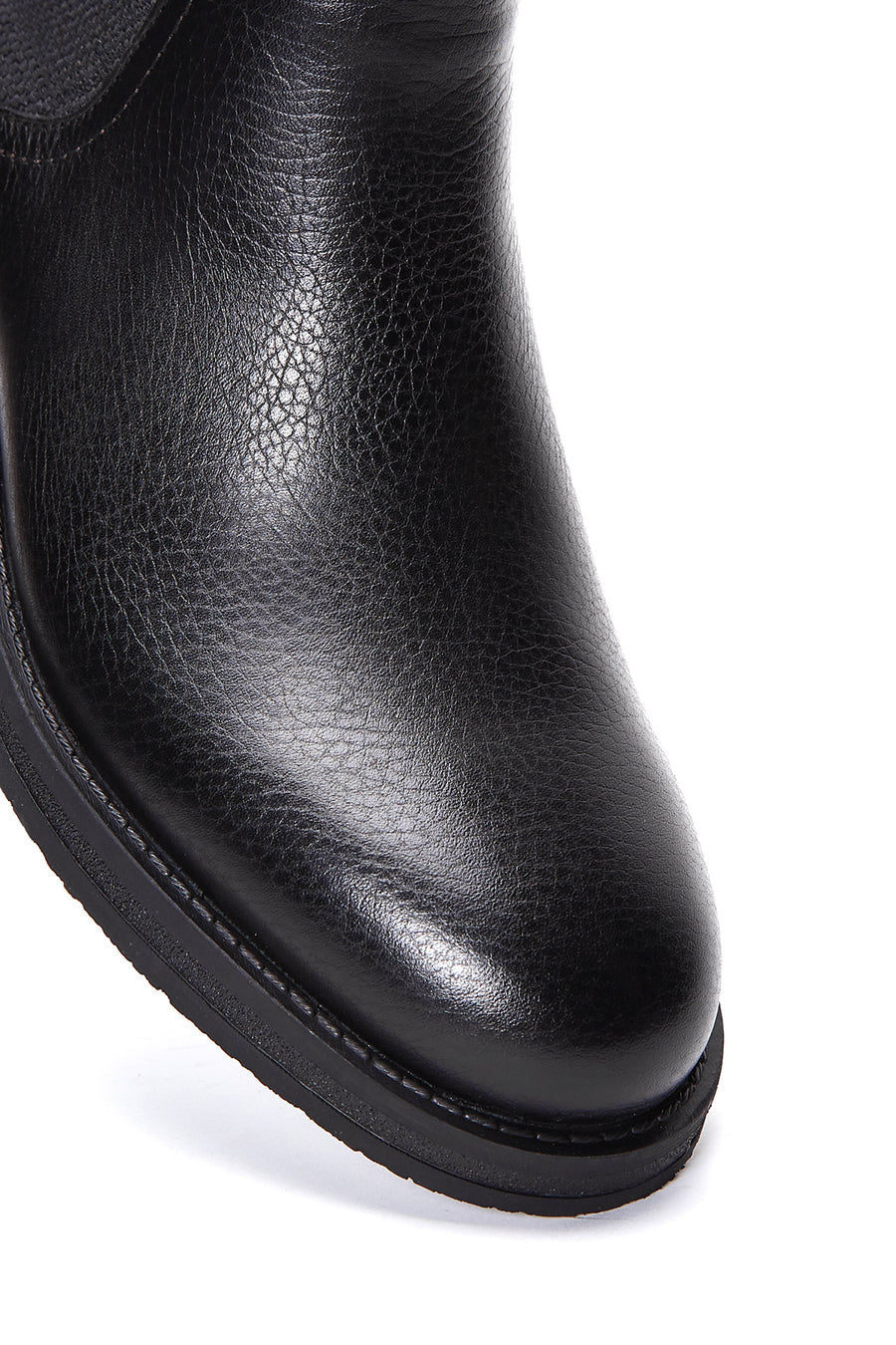 Men's Black Leather Chelsea Flat Boots