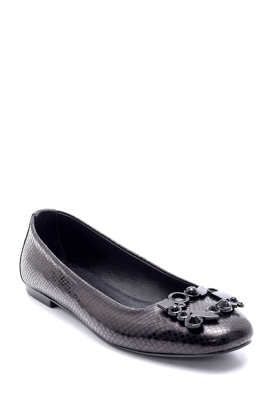 Women's Leather Snakeskin Patterned Ballerinas