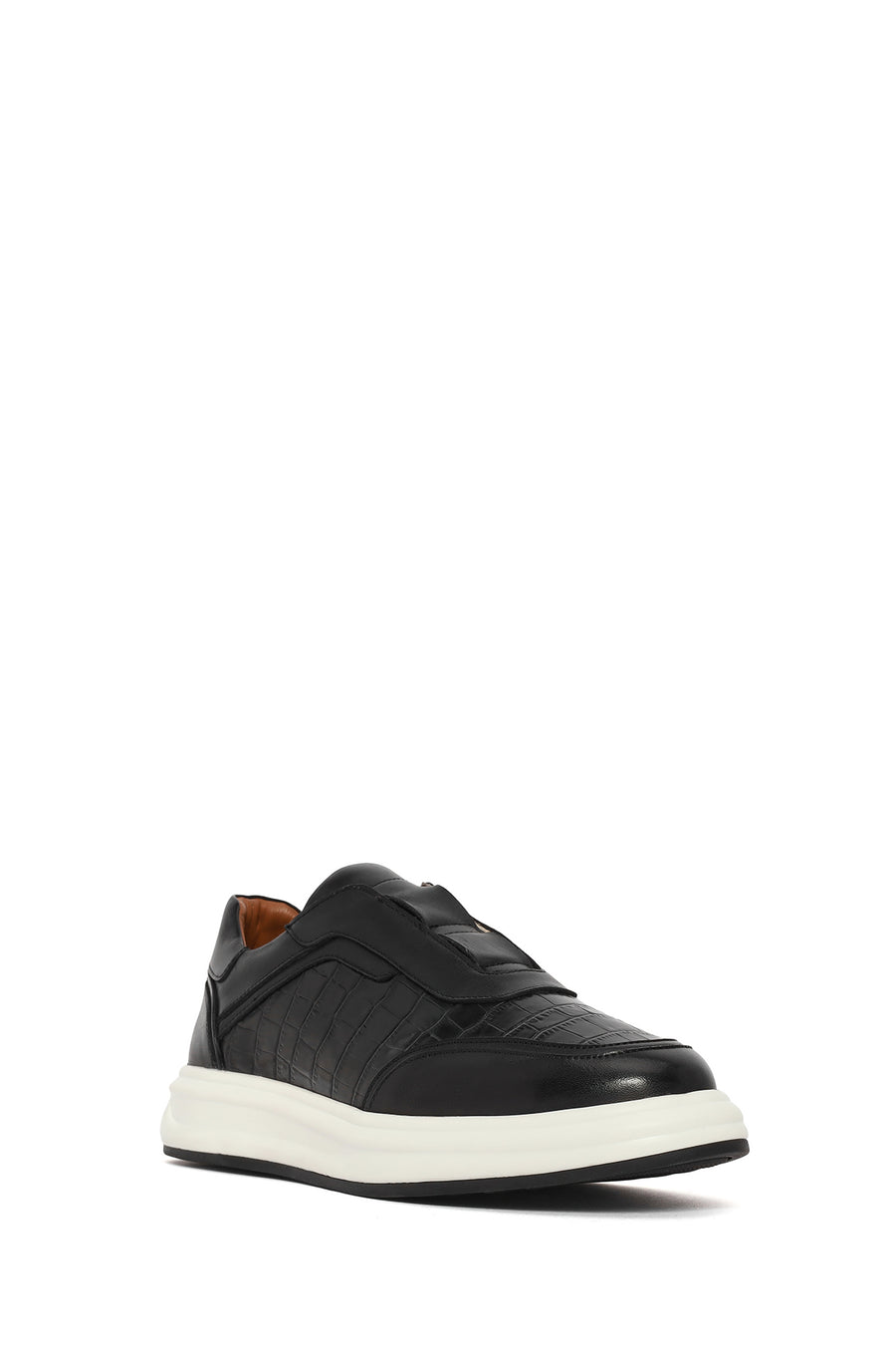 Male Black Patterned Leather Sneaker