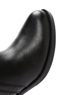 Women's Black Zippered Thick Heeled Leather Boots | Derimod