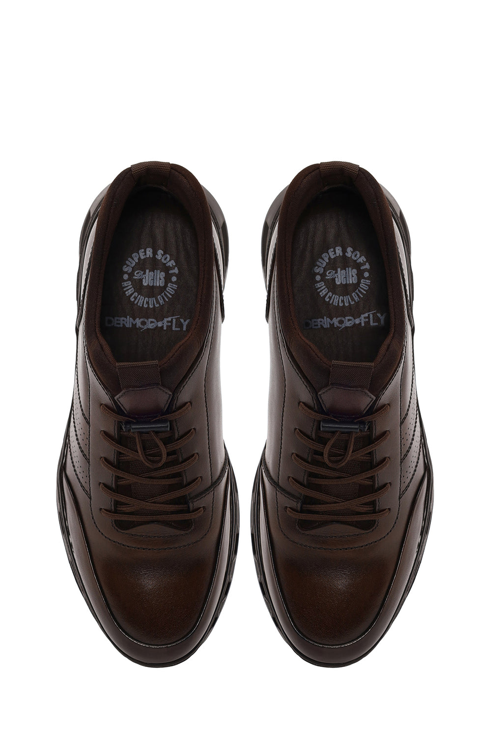 Derimod Fly Erkek Kahverengi Bağcıklı Kalın Tabanlı Deri Casual Sneaker