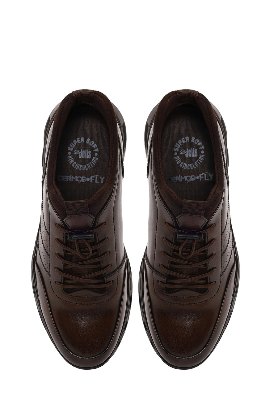 Derimod Fly Erkek Kahverengi Bağcıklı Kalın Tabanlı Deri Casual Sneaker