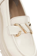 Women's Cream Leather Masculine Loafer | Derimod