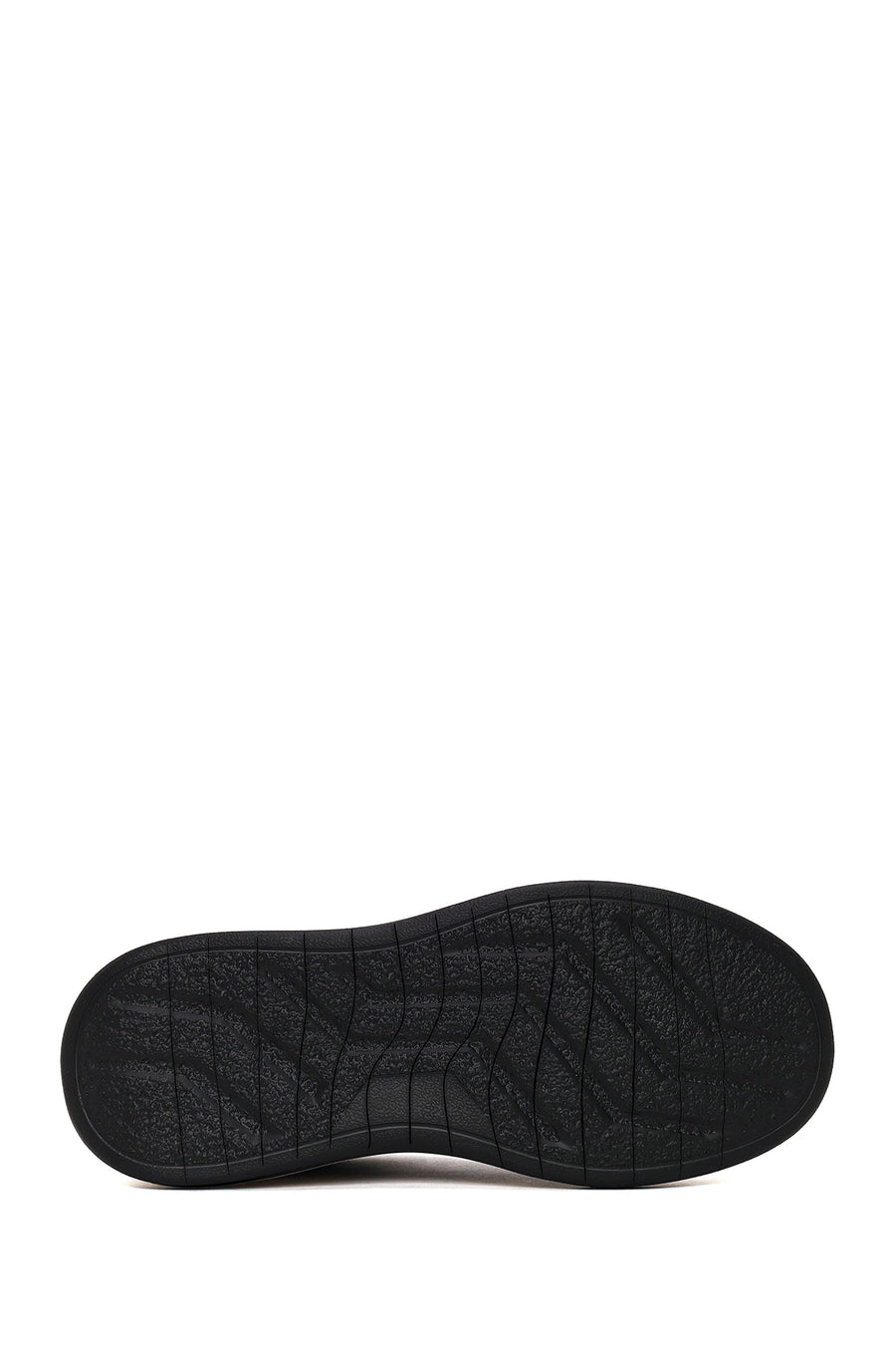 Male Black Lace-Up Thick-Soled Leather Sneaker