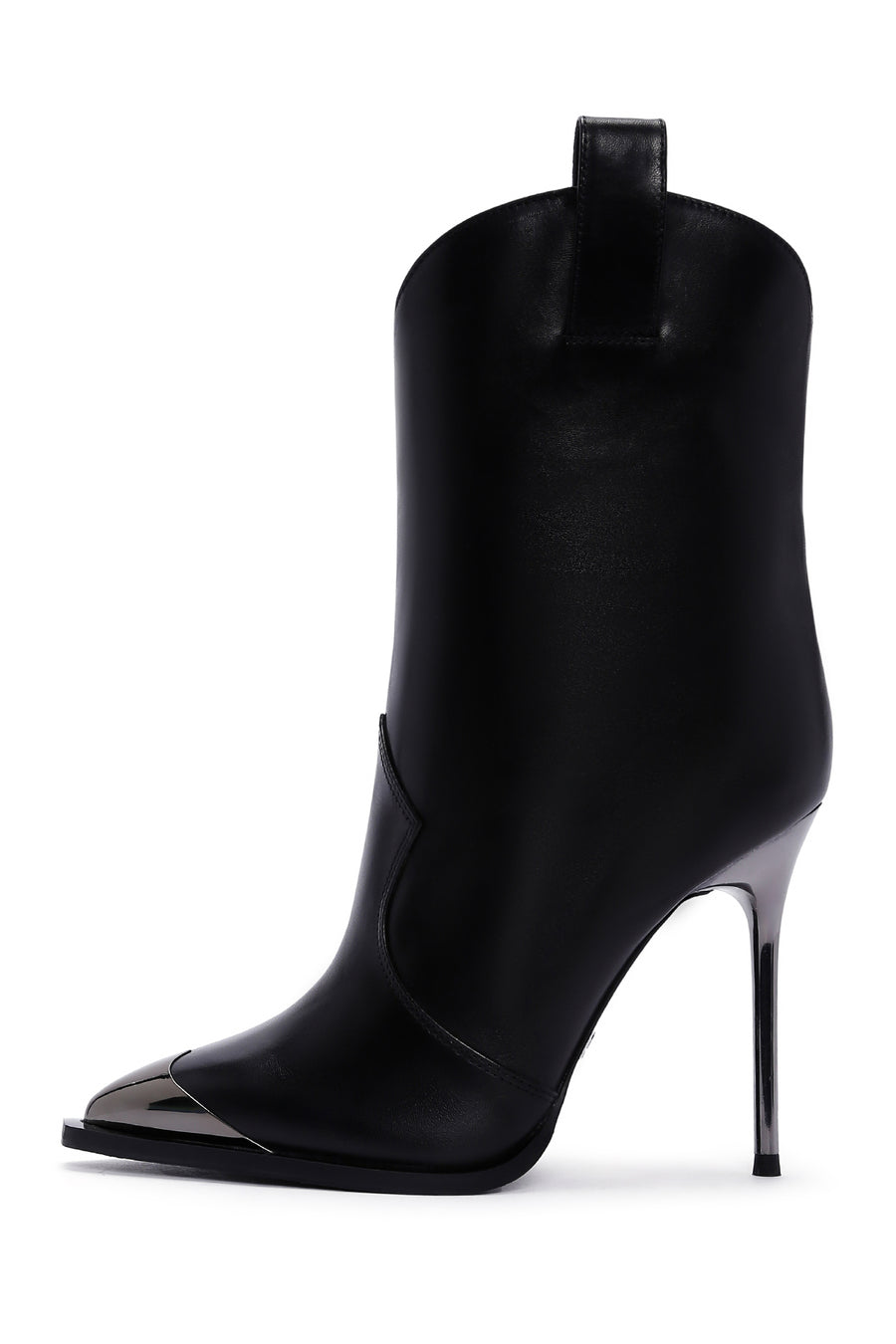 Women's Black Thin Heeled Leather Boots