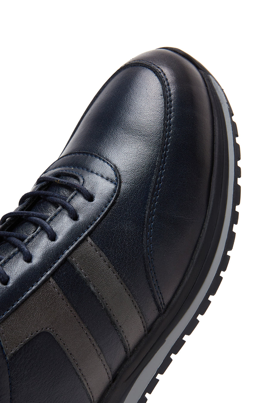 Men's Navy Blue Lace-Up Leather Sneaker