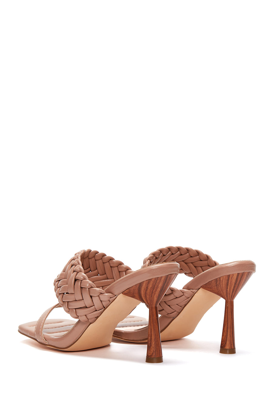 Women's Beige Knitted Heeled Slippers