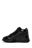 Men's Black Lace-Up Leather High Top Sneakers | Derimod