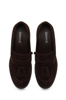 Woman Brown Chunky-Heeled Tasselled Suede Loafer | Derimod