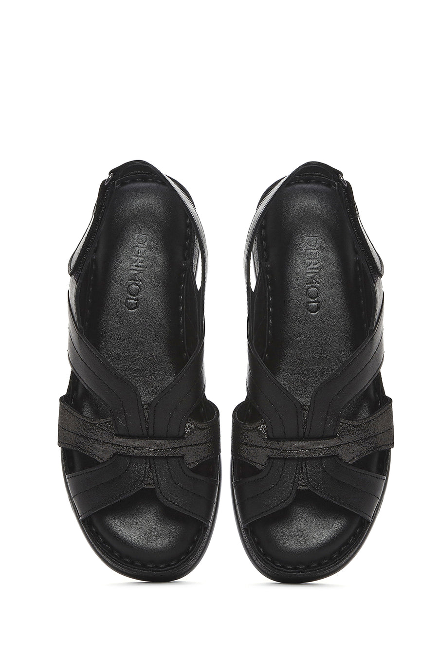 
Women's Black Thick Sole Leather Comfort Sandal
