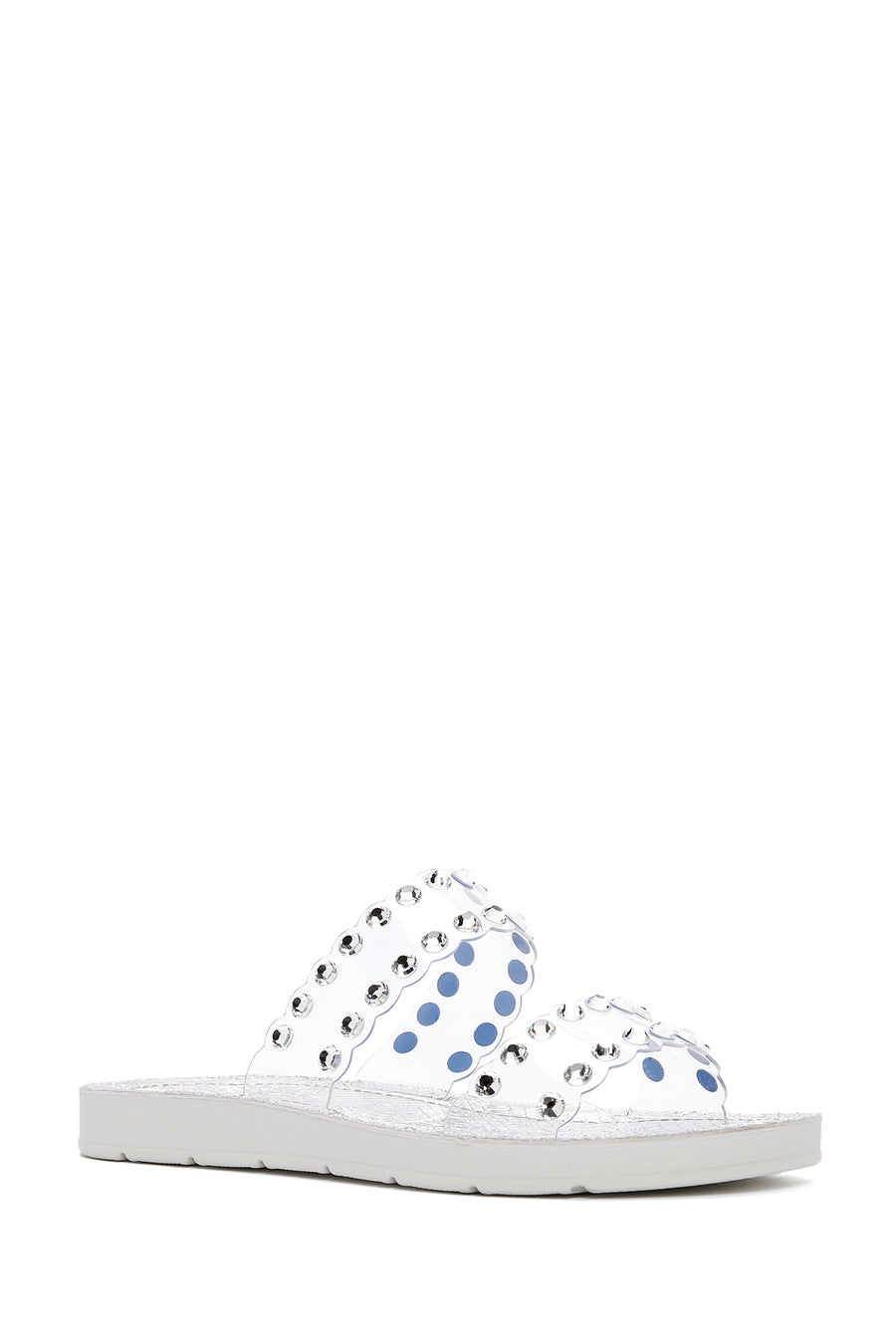 Women's Silver Transparent Stone Slippers