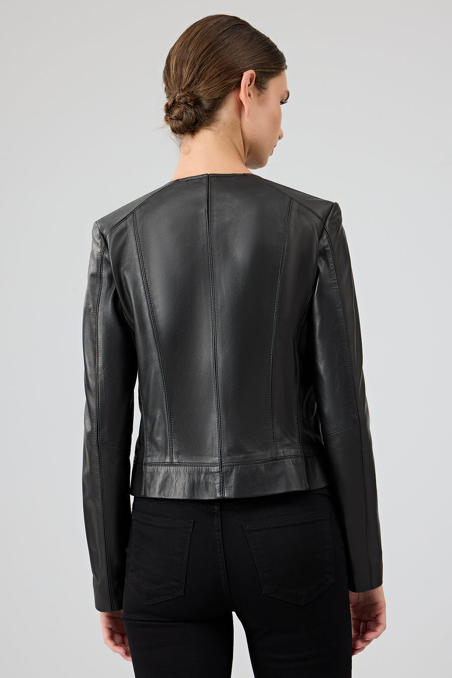 Flora Women's Black Slim Short Leather Jacket