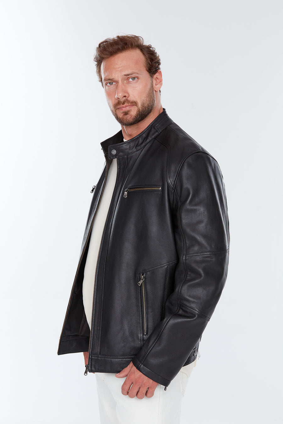 Alanzo (Plus) Men's Black Leather Jacket