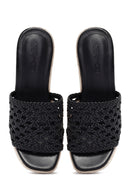 Women's Black Wedge Heeled Slippers | Derimod