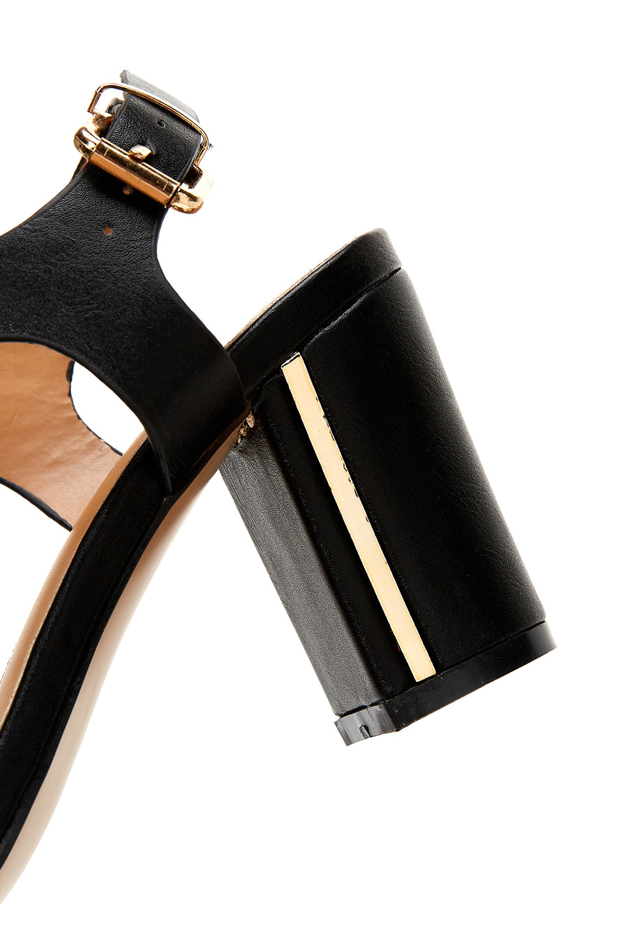 Women's Black Ankle Strap Thick Heeled Sandals