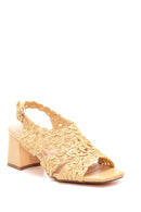 Women's Beige Straw Heeled Sandals | Derimod