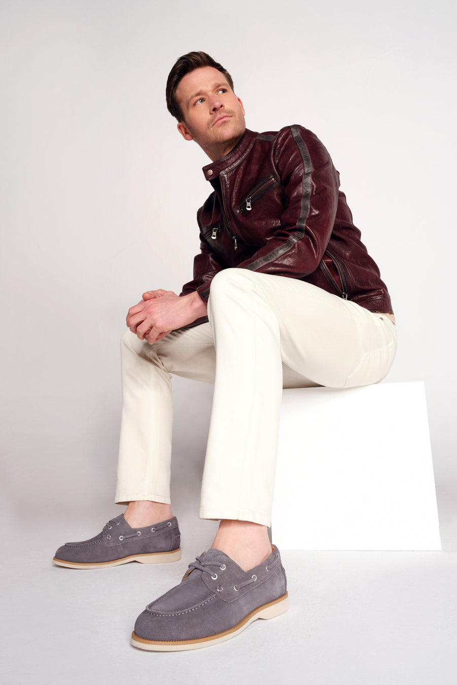 Male Gray Lace-Up Suede Casual Shoes