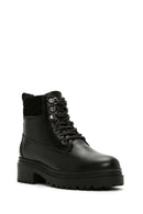 Women's Black Zippered Leather Boots | Derimod