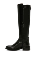 Women's Black Buckle Zippered Leather Boots | Derimod