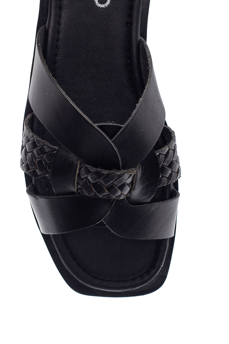 Women's Leather Knit Detailed Slippers