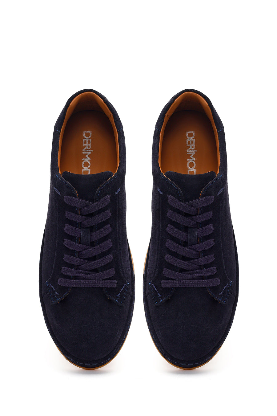 Erkek Lacivert Bağcıklı Süet Deri Sneaker
