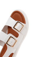 Women's White Double Buckle Comfort Sandals | Derimod