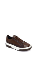 Male Brown Lace-Up Thick-Soled Leather Sneaker | Derimod
