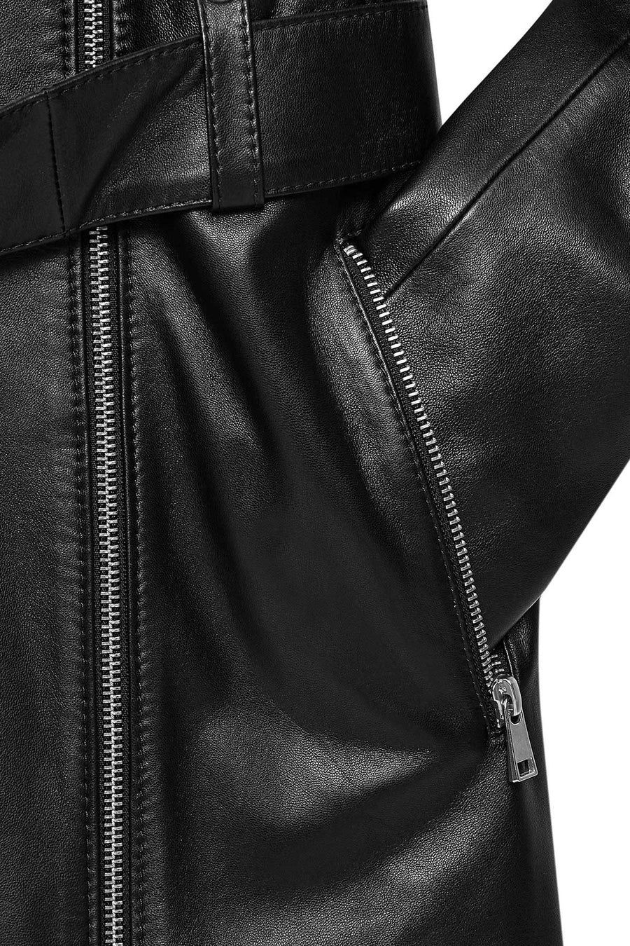 Angelique Women's Black Double Breasted Leather Coat