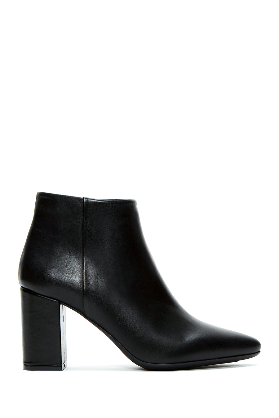 Women's Black Zipper Heeled Leather Boots 24WFD110118 | Derimod