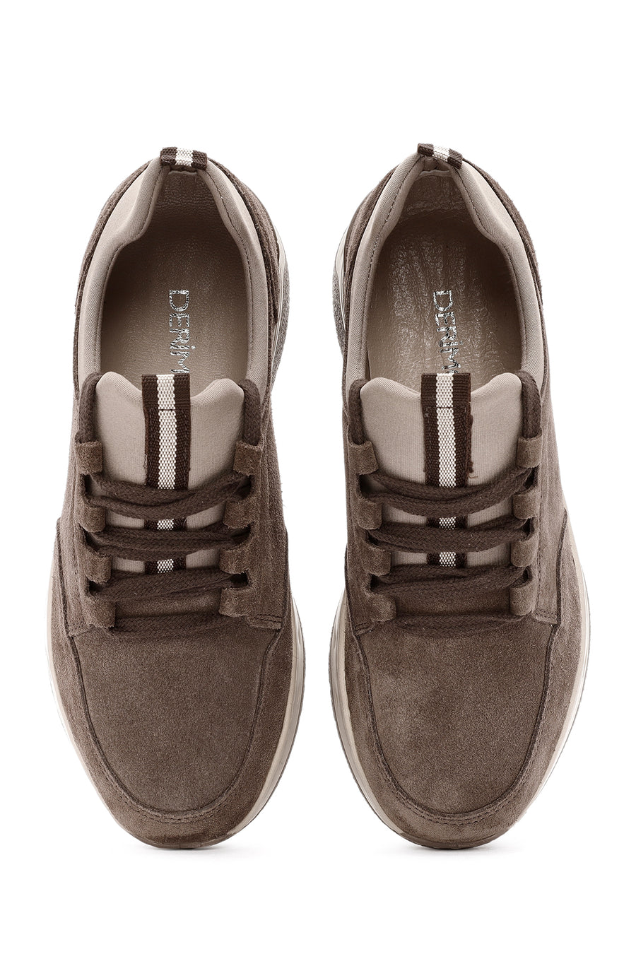 Woman Mink Lace-Up Suede Leather Sneaker