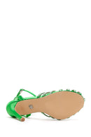 Women's Green Stone Thin Heel Sandals | Derimod