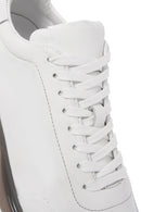 Men's White Lace-up Thick-Sole Leather Sneaker | Derimod