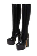 Women's Black Leather Platform Heeled Boots | Derimod