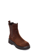Woman Brown Thick-Soled Suede Chelsea Boots | Derimod