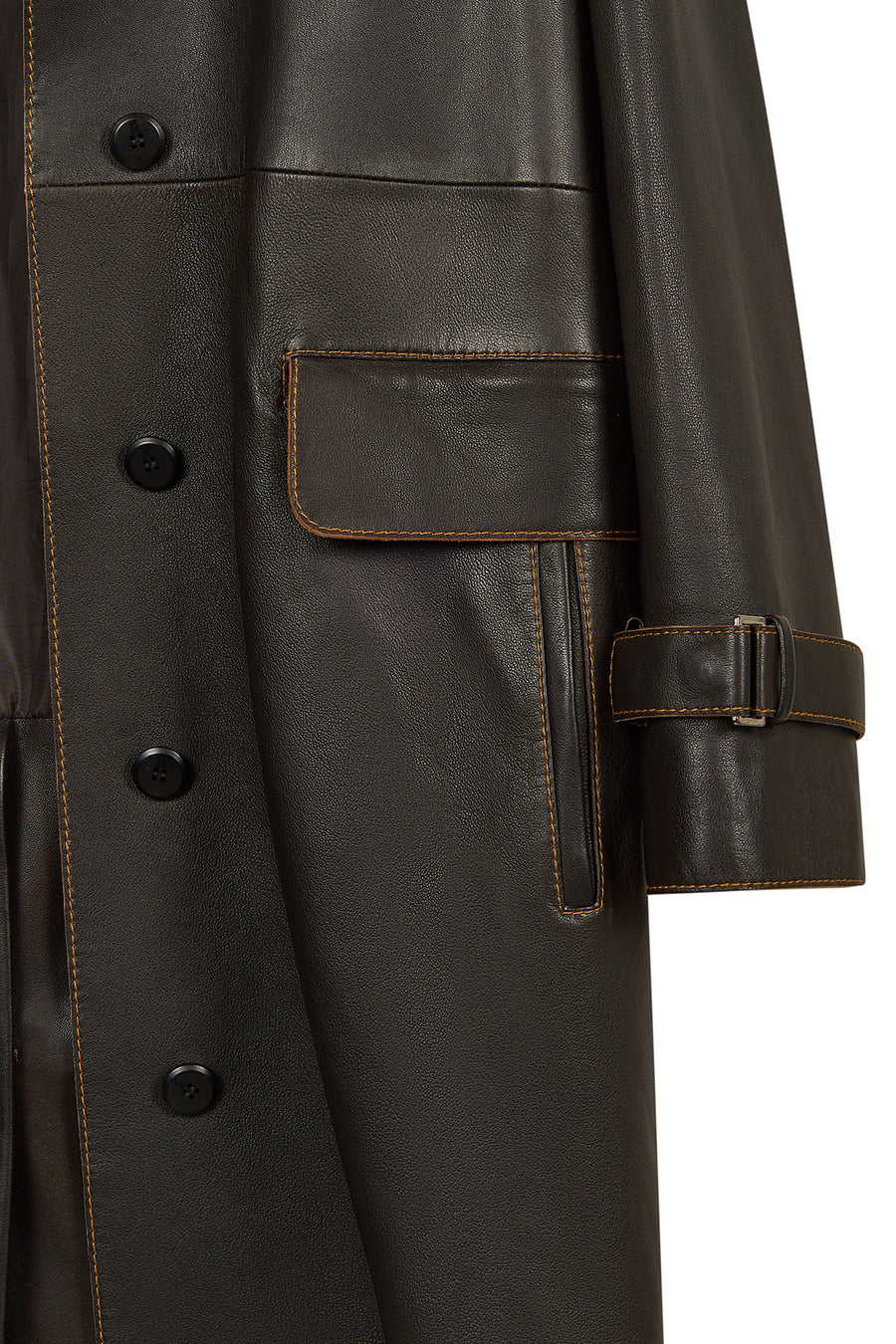 Belinda Woman Black Vintage Leather Trench Coat
