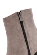 Women's Mink Zippered Thick Heel Suede Leather Boots | Derimod