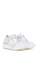 Women's White Leather Suede Detailed Thick Soled Sneaker | Derimod